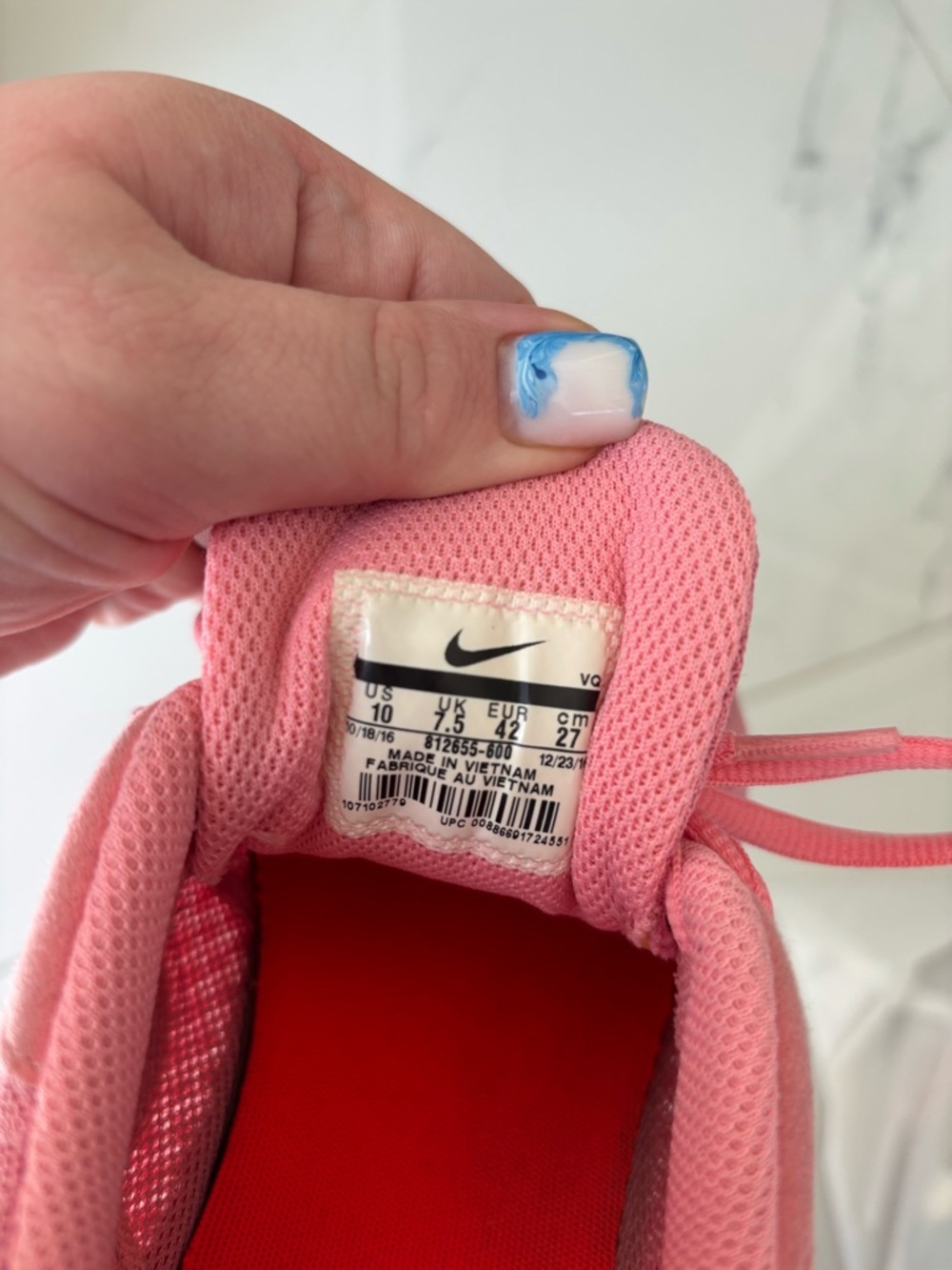 Nike Women's Pink Mesh Lace-Up Sneakers - Picture 7 of 7